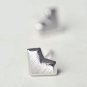 Mini Faceted Heart Love Earrings Stud in Matte Sterling Silver