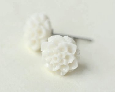 Mini White Lotus Flower with Sterling Silver Post