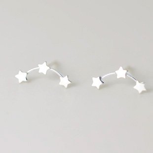 3 Stars Earrings Stud in Sterling Silver