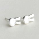 Cute Mini Bunny Rabbit Earrings Stud in Matte Sterling Silver
