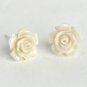 Mini Ivory Rose Flower with Sterling Silver Post