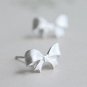 Basic Tiny Bow Tie Earrings Stud in Matte Sterling Silver
