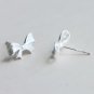 Basic Tiny Bow Tie Earrings Stud in Matte Sterling Silver
