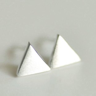 Back to Basic - Triangle Earrings Stud in Matte Sterling Silver