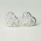 Mini Love Heart Wire Wrapped Mesh Earrings Stud in Sterling Silver