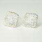 Mini Square Wire Wrapped Mesh Earrings Stud in Sterling Silver