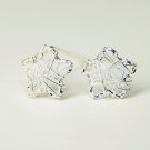 Mini Star Wire Wrapped Mesh Earrings Stud in Sterling Silver
