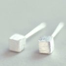Back to Basic - Simple Square Cube Earrings Stud in Sterling Silver