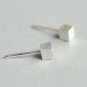 Back to Basic - Simple Square Cube Earrings Stud in Sterling Silver