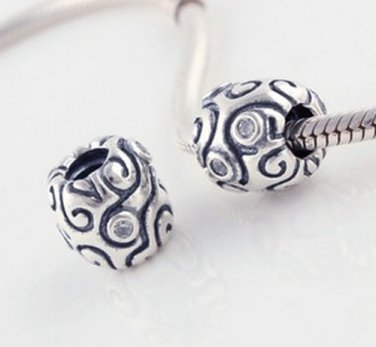 925 Sterling Silver Sparkling Frills Charm - fits European Beads Bracelets