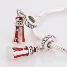925 Sterling Silver Lighthouse Pendant Charm - fits European Beads Bracelets