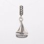 925 Sterling Silver Sailing Boat CZ Pendant Charm - fits European Beads Bracelets
