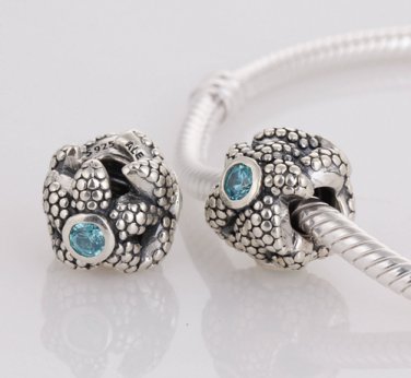 925 Sterling Silver Sparkling Starfish Charm - fits European Beads Bracelets