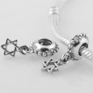 925 Sterling Silver Star of David Dangle Charm - fits European Beads Bracelets