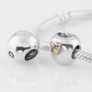 925 Sterling Silver Wormy Apple Charm - fits European Beads Bracelets