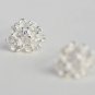 Tiny Peony Flower Earrings Stud in Sterling Silver