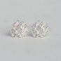 Tiny Peony Flower Earrings Stud in Sterling Silver
