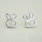 Mini Openwork Rabbit Earrings Stud in Sterling Silver