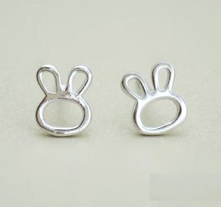 Mini Openwork Rabbit Earrings Stud in Sterling Silver