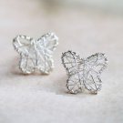 Mini Butterfly Wire Wrapped Mesh Earrings Stud in Sterling Silver