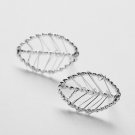 Mini Leaf Wire Wrapped Mesh Earrings Stud in Sterling Silver