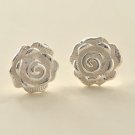 Mini Rose Flower Earrings Stud in Sterling Silver