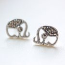 Mini Marcasite Stone Elephant Earrings Stud in Sterling Silver