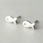 Mini Herring Fish Earrings Stud in Sterling Silver