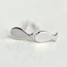 Mini White Fish Earrings Stud in Sterling Silver