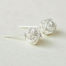Mini Tangled Wire Yarn Ball Earrings Stud in Sterling Silver