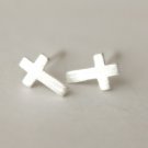 Back to Basic - Ultra Mini Cross Earrings Stud in Sterling Silver