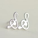 Mini Treble Clef Music Note Earrings Stud in Sterling Silver