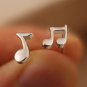 Mini Eighth, Sixteenth Musical Note Earrings Stud in Sterling Silver