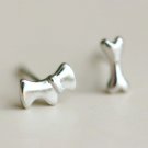 Mini Dog & Bone Earrings Stud in Sterling Silver