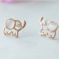 Mini Cute Cat Eyes CZ Elephant Earrings Stud in Sterling Silver