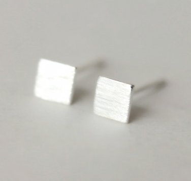 Back to Basic - Ultra Mini Square Earrings Stud in Sterling Silver