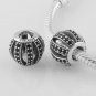 Sterling Silver Black Openwork Pave Barrel Charm - fits European Beads Bracelets