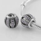 Sterling Silver Purple Openwork Pave Barrel Charm - fits European Beads Bracelets