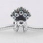 925 Sterling Silver Peacock w/ Green & Aqua CZ Charm - fits European Beads Bracelets