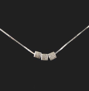925 Sterling Silver 3 Tiny Cubes Necklace - Little Handmade Silver Cubes