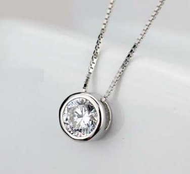 925 Sterling Silver Large Single Solitaire CZ Necklace - Birthday/Christmas/Bridesmaid Gift