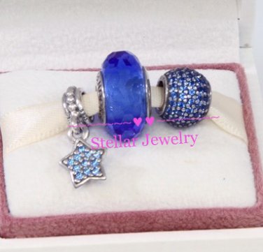 Sterling Silver STARRY NIGHT Christmas Charms Gift Set - fits European Beads Bracelets