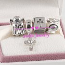 Sterling Silver HOLY NIGHT Christmas Charms Gift Set - fits European Beads Bracelets