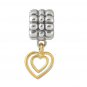 925 Sterling Silver Gold Heart Pendant Clip - fits European Beads Bracelets