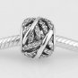 925 Sterling Silver Pave Feather Charm - fits European Beads Bracelets