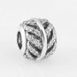 925 Sterling Silver Pave Feather Charm - fits European Beads Bracelets