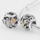 925 Sterling Silver Tumbling Leaves Charm - fits European Beads Bracelets
