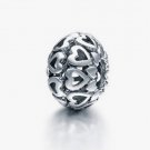 925 Sterling Silver Multi-Hearts Pumpkin Love Spacer - fits European Beads Bracelets