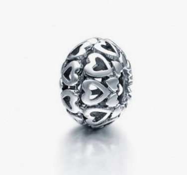 925 Sterling Silver Multi-Hearts Pumpkin Love Spacer - fits European Beads Bracelets