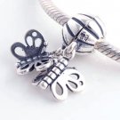 925 Sterling Silver Friends Forever Butterfly Pendant Charm - fits European Beads Bracelets